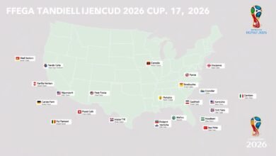 Map showing the 2026 World Cup host countries with highlighted host cities across USA, Canada, and Mexico