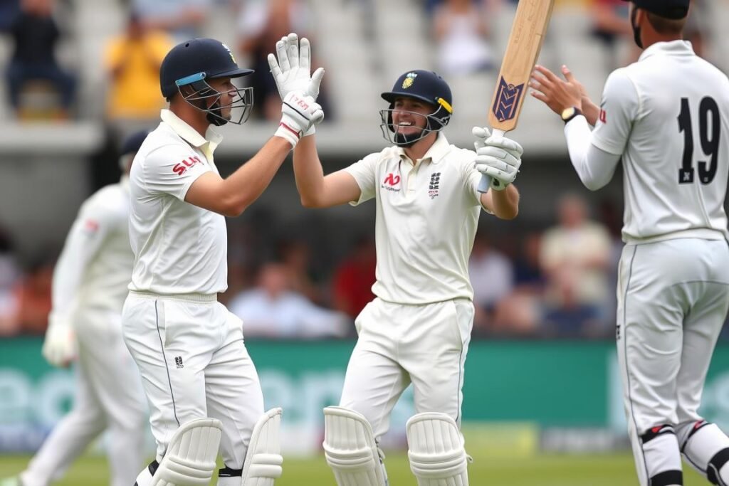 Young Josh Cobb celebrating his first century