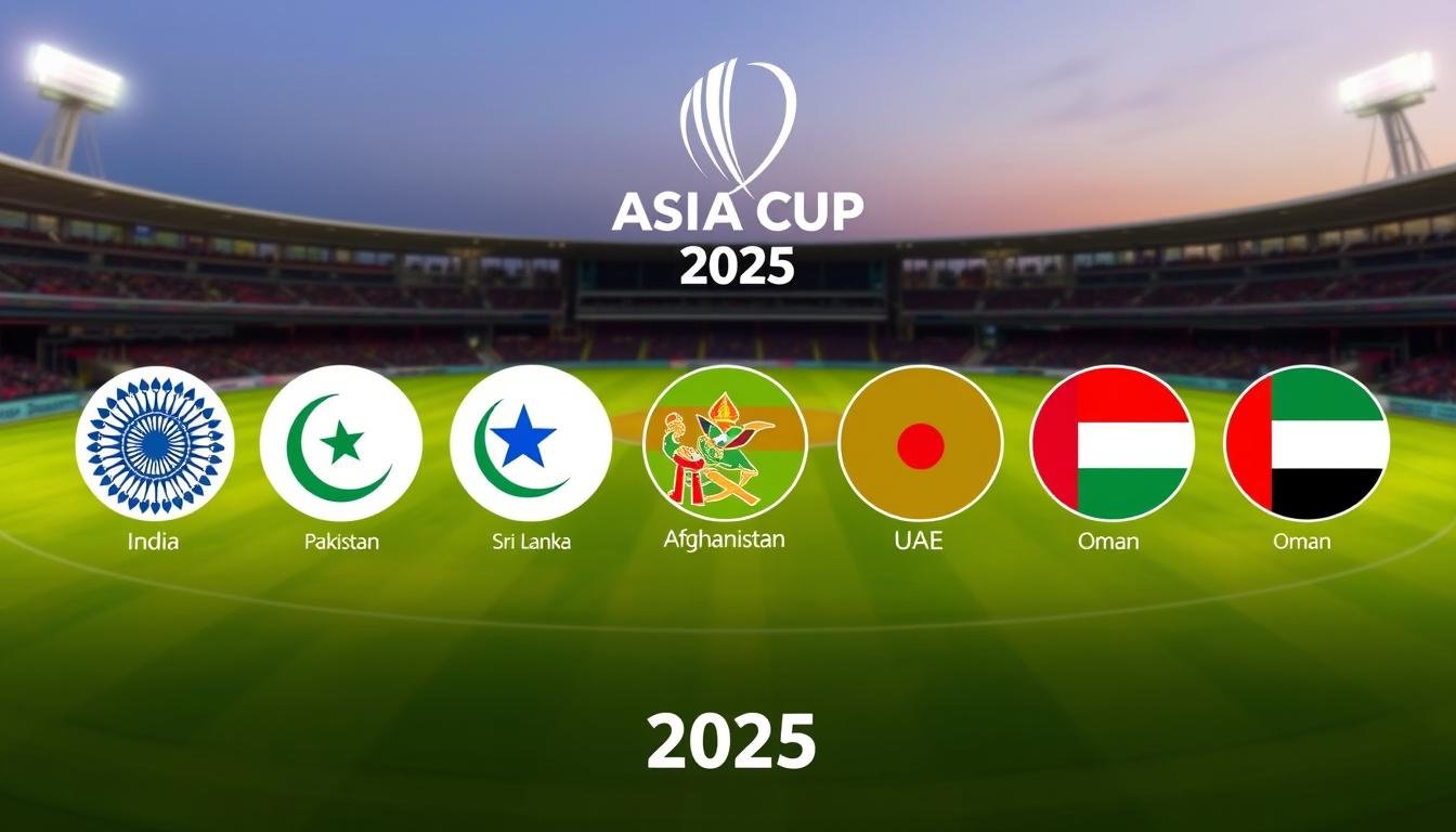 Asia Cup 2025 official tournament banner showing all participating teams